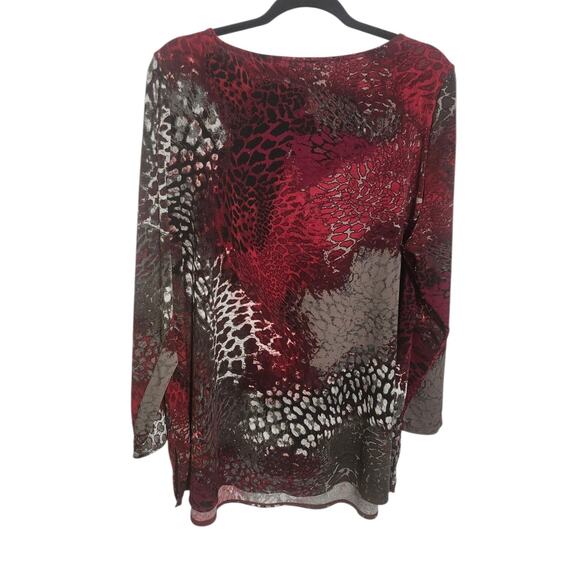 Susan Graver Artisans Plus Size 1X Susan Graver Animal Print Beaded Neck Top - Picture 7 of 10